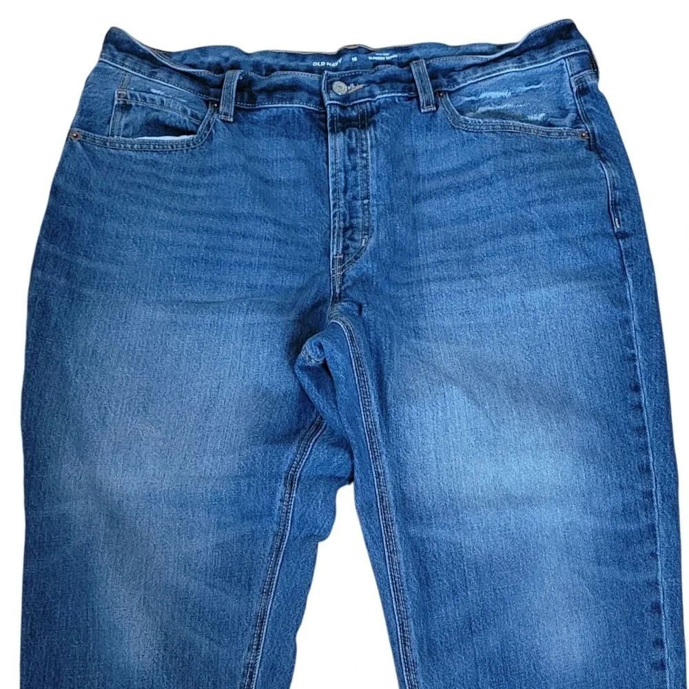 Old Navy High Rise Slouchy Taper Jeans Medium Wash Blue Size 16 100% Cotton